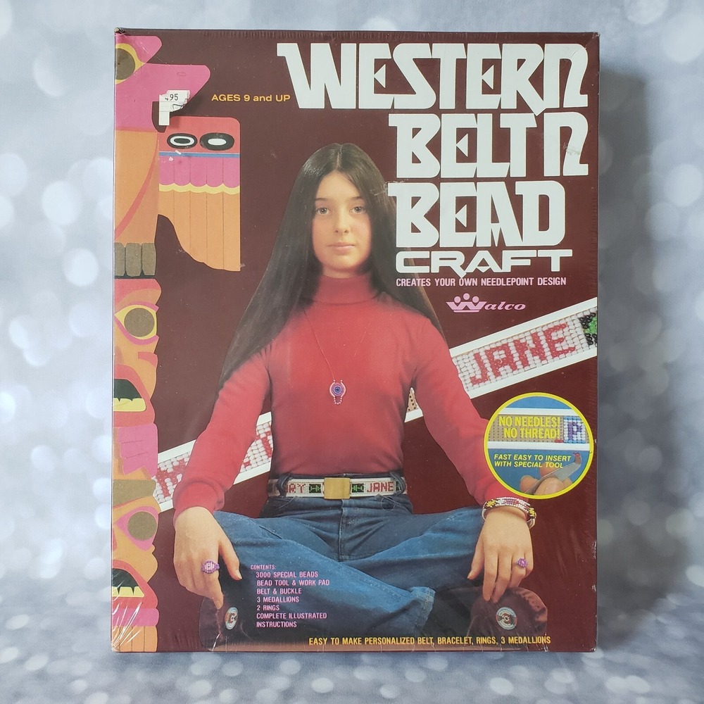 Vintage Walco Western Belt And Bead CRAFT KIT 6312 Buckle Medallion And Ring